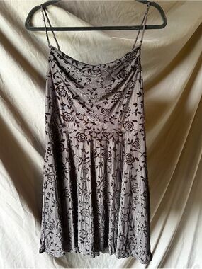 Black Floral Burnout Velvet Roses Mini Dress Flowy LBD Graduation Whimsigoth L